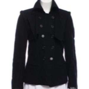 ANN DEMEULEMEESTER Black Wool Coat FR 36